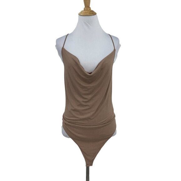 Abercrombie & Fitch Tops - COPY - Abercrombie & Fitch Soft A&F Drapey Cowl Neck Thong Bodysuit Taupe NEW W…